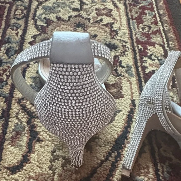 Steve Madden Silver Strappy Heels - Picture 2 of 4